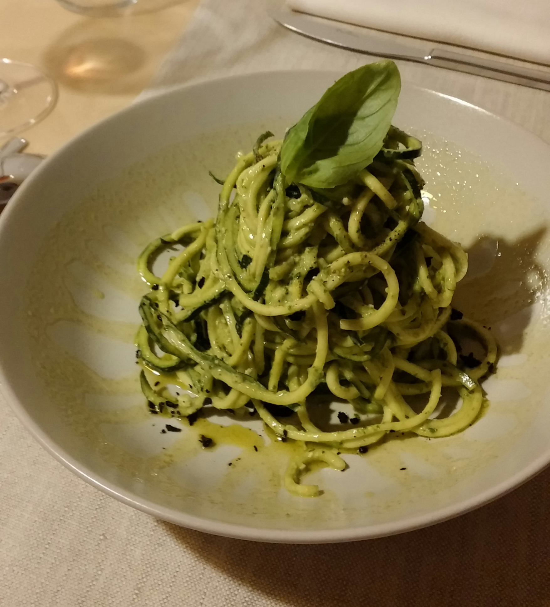 Vegan Zucchini Spaghetti With Basil Pesto